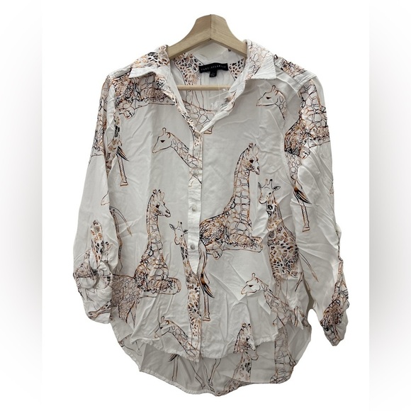 Jane and Delancey Tops - Jane and Delancey White Giraffe Print Blouse